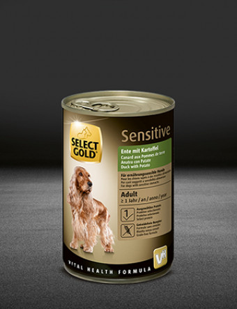 select gold sensitive adult ente mit kartoffel dose nass 320x417px