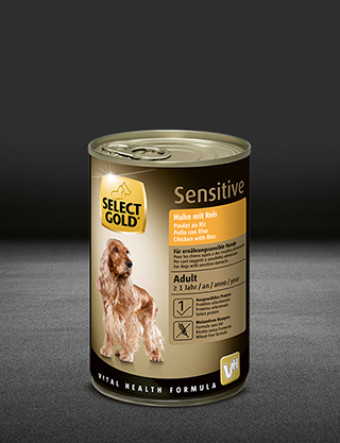 select gold sensitive adult huhn mit reis dose nass 320x417px