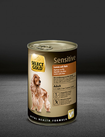 select gold sensitive adult lamm mit reis dose nass 320x417px