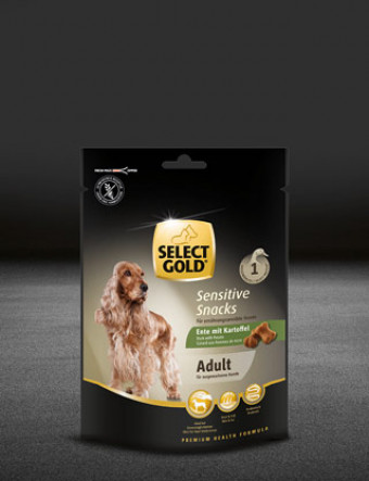 select gold sensitive adult snacks ente mit kartoffel snacks snacks 320x417px