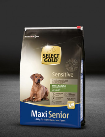 select gold sensitive maxi senior ente und kartoffel beutel trocken 320x417px
