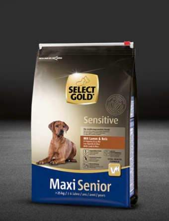 select gold sensitive maxi senior lamm und reis beutel trocken 320x417px