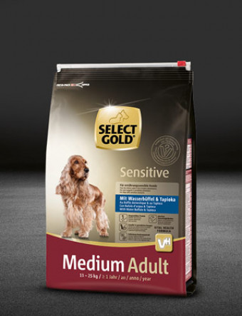 select gold sensitive medium adult mit wasserb%C3%BCffel und tapioka  beutel trocken 320x417px