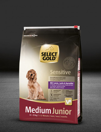 select gold sensitive medium junior mit lamm%2C lachs und kartoffel beutel trocken 320x417px