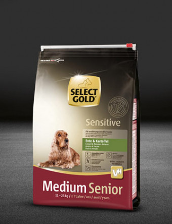select gold sensitive medium senior ente und kartoffel beutel trocken 320x417px