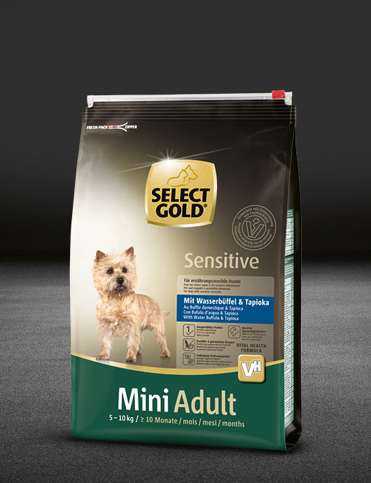 select gold sensitive mini adult mit wasserb%C3%BCffel und tapioka  beutel trocken 530x890px