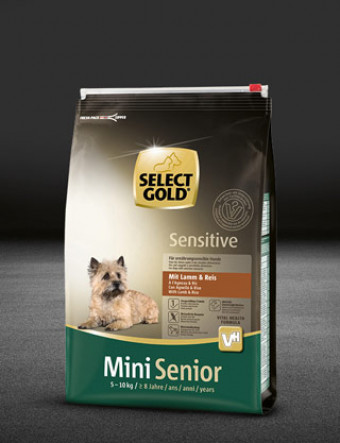 select gold sensitive mini senior mit lamm und reis beutel trocken 320x417px
