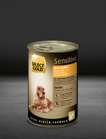 select gold sensitive senior huhn mit reis dose nass 320x417px