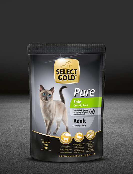 select gold pure adult ente pouch nass 530x890px