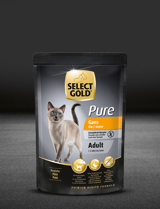 select gold pure katze gans pouch nass 530x890px